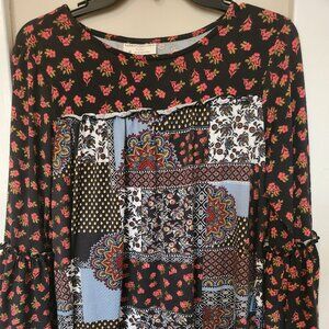 Bobbie Brooks Black/Multifloral Blouse